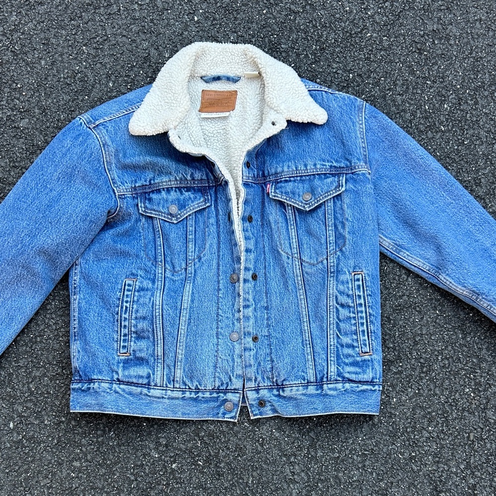 Levi's Cream Sherpa Lined Jacket